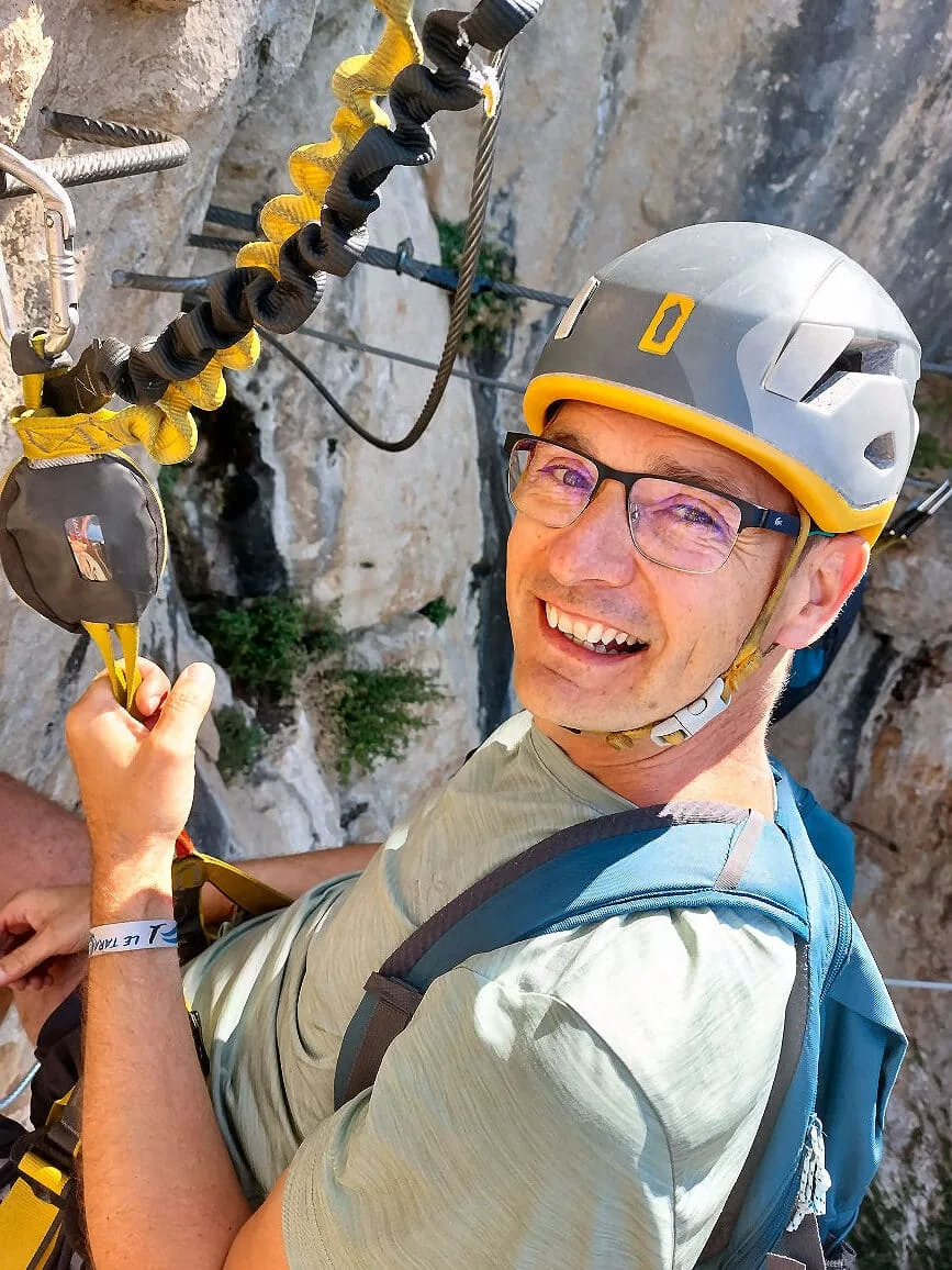 Filet sur la via ferrata de La Canourgue