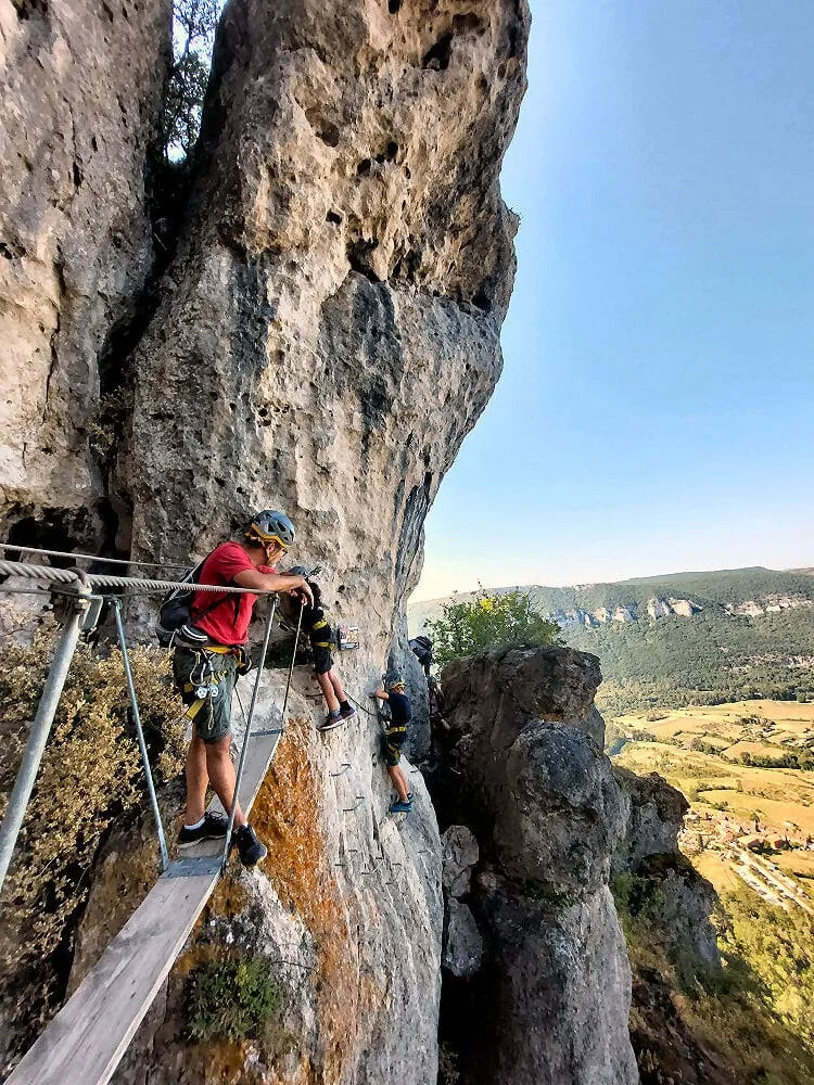 Tyrolienne sur la via ferrata de La Canourgue